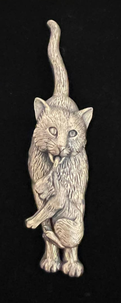 VTG Jonette Jewelry Company "JJ" Momma Cat & Kitten Brooch Dark Gold/Bronze